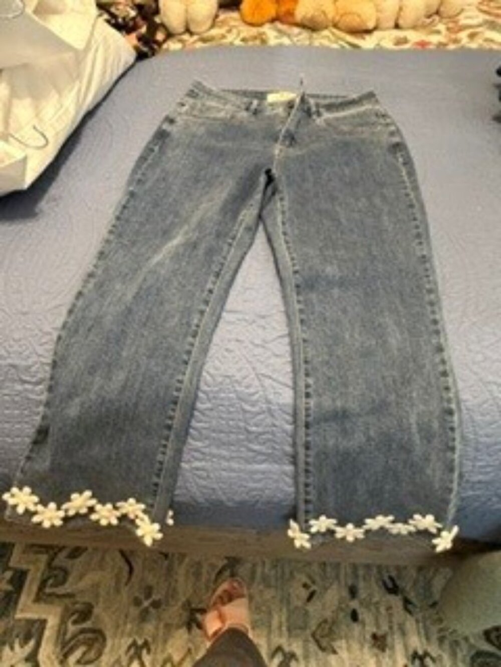 Charlie B Cropped Flare Jeans with Floral Hem - Picture 3 of 4